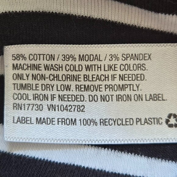 Merona Black & White Striped Turtleneck Top XL – 3/4 Sleeve Stretch Knit - Picture 5 of 5